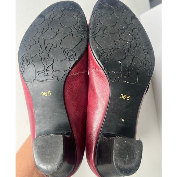 BZ MODA Leather Bootie Mid Heel Round Toe Burgundy Womens EU 36.5 US 6 UK 4.5 - Picture 9 of 10